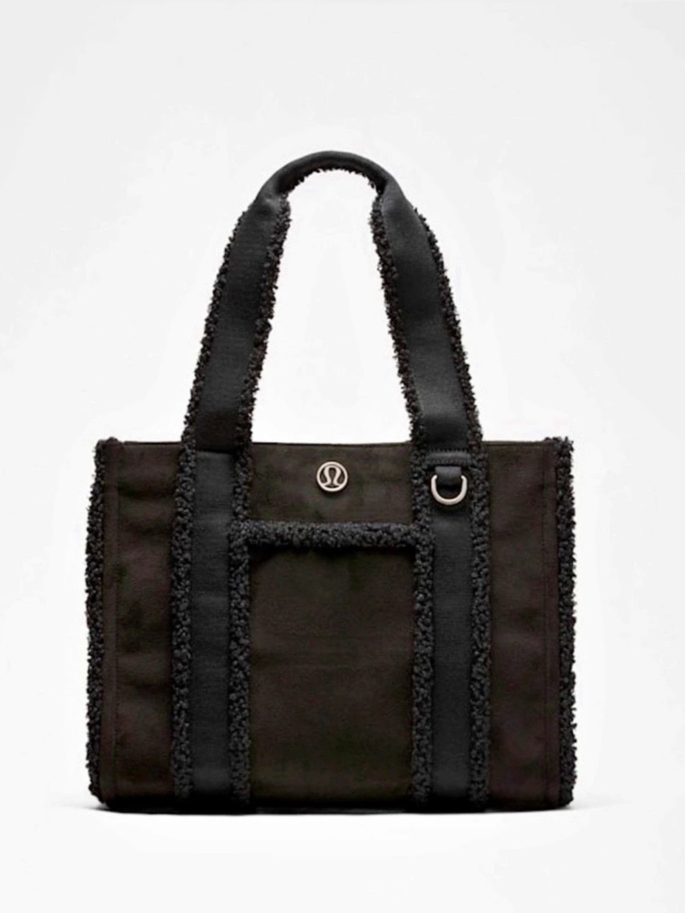 NWT Lululemon Boxy Tote Bag with Faux Shearling Trims in Black 10L